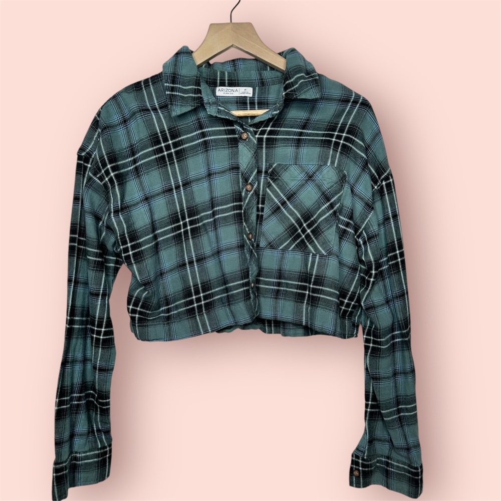 Arizona Jean Company Green Plaid Crop Top